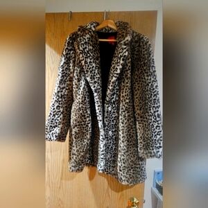 Guess Leopard Furry Coat